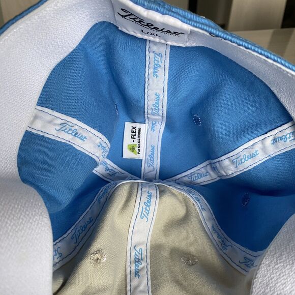 Titleist Hat Men's L/XL A-Flex Signature Script Cap Beige & Light Blue Golf Hat - Picture 8 of 11